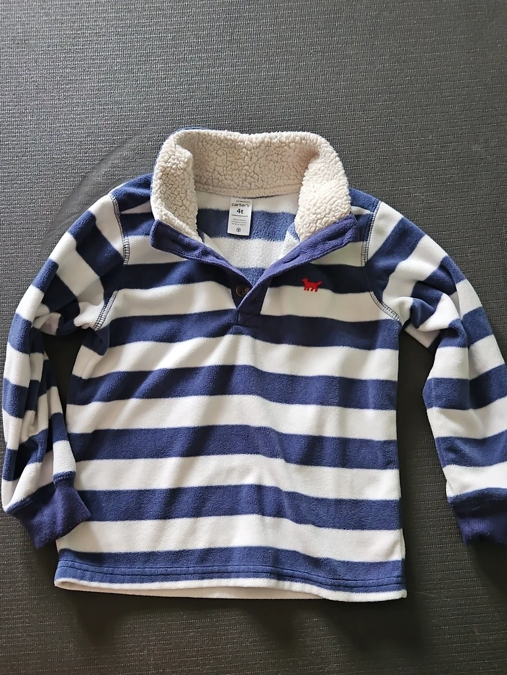 OshKosh B'gosh Navy & White Striped Sherpa Pullover & Collared Shirt #205